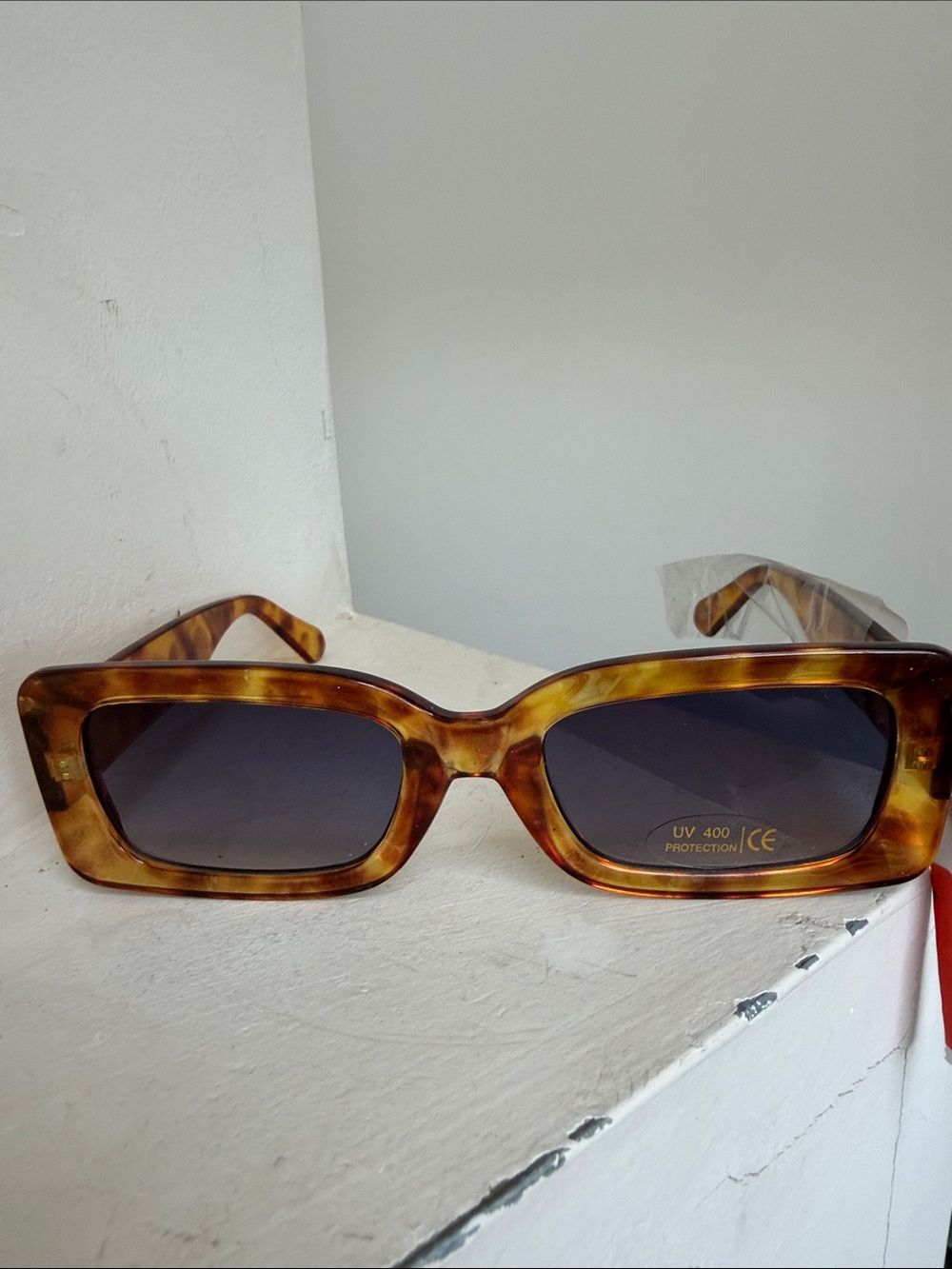 Rich & Famous Square Yellow Brown Tortoise Sunglasses NWT